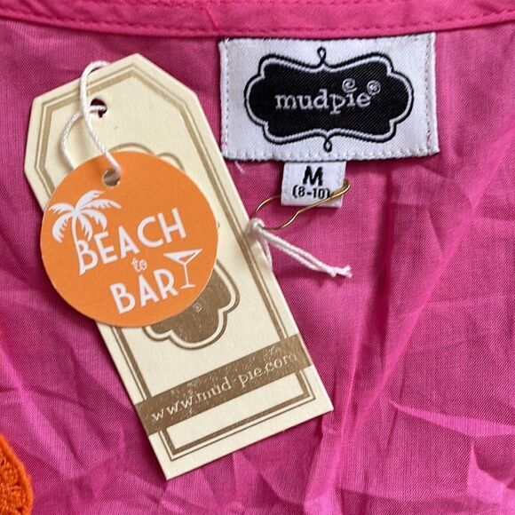 Mud Pie Hot Pink and Orange Nora Crochet Tunic - Picture 2 of 6